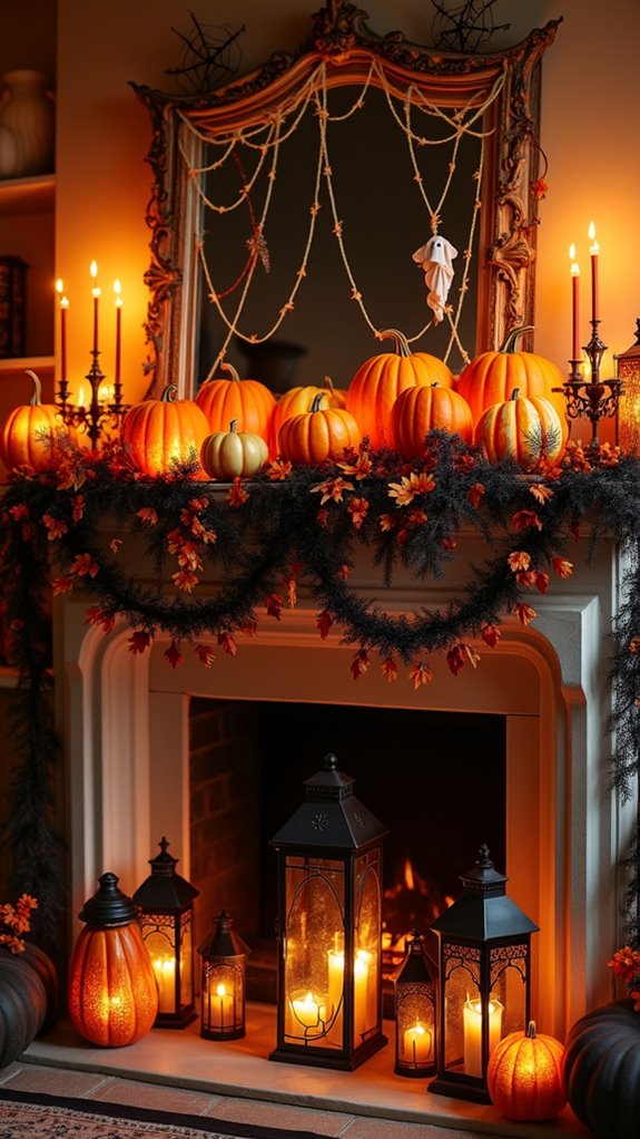 playful halloween mantle decor