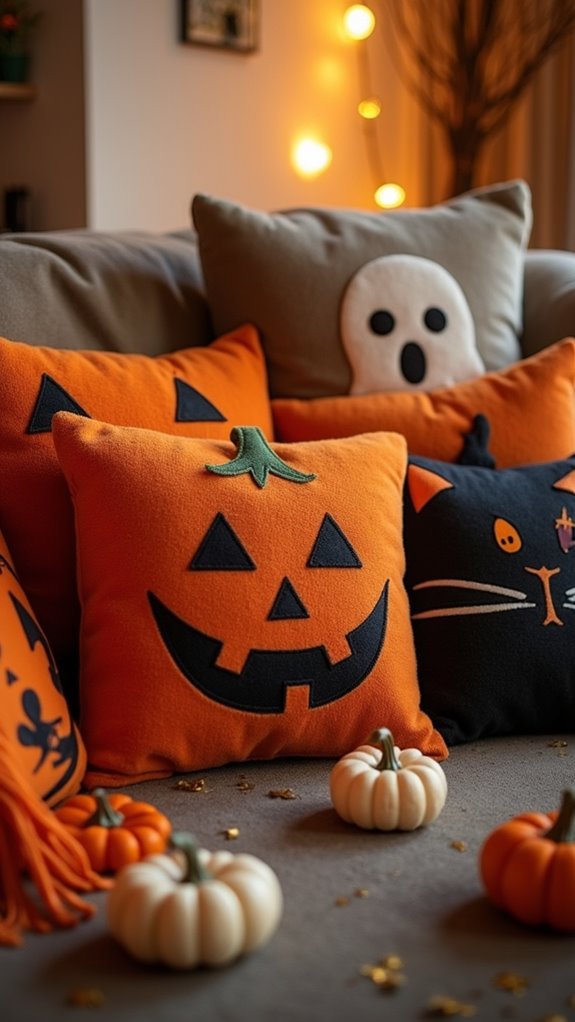 playful halloween pillow decor