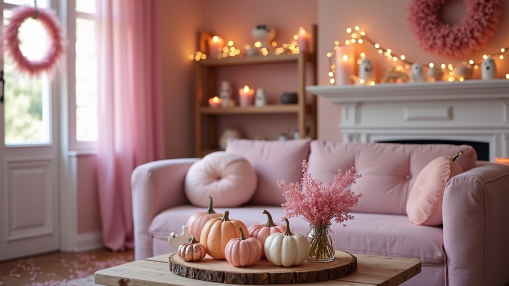 playful pink halloween decor