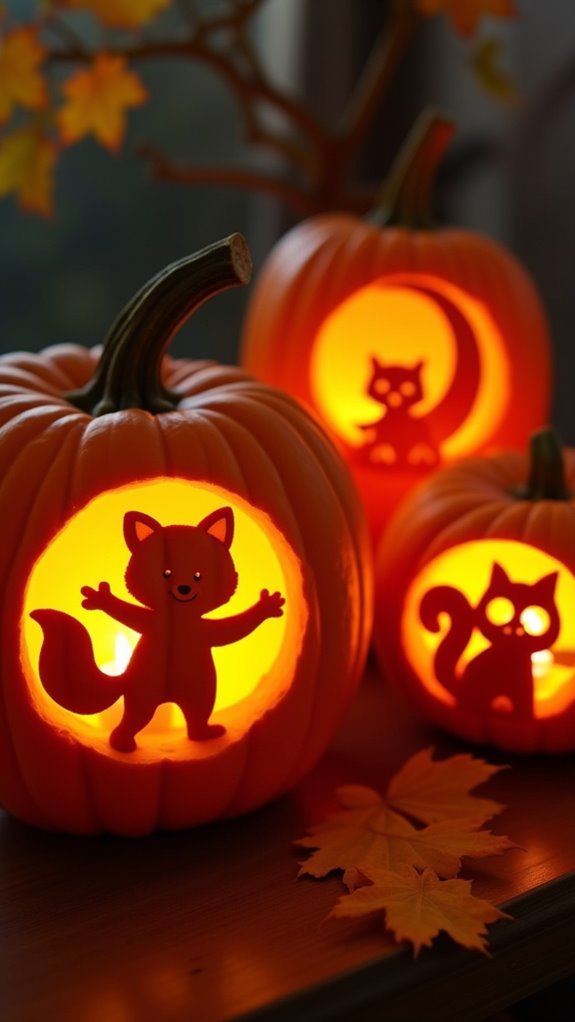 playful pumpkin critter silhouettes