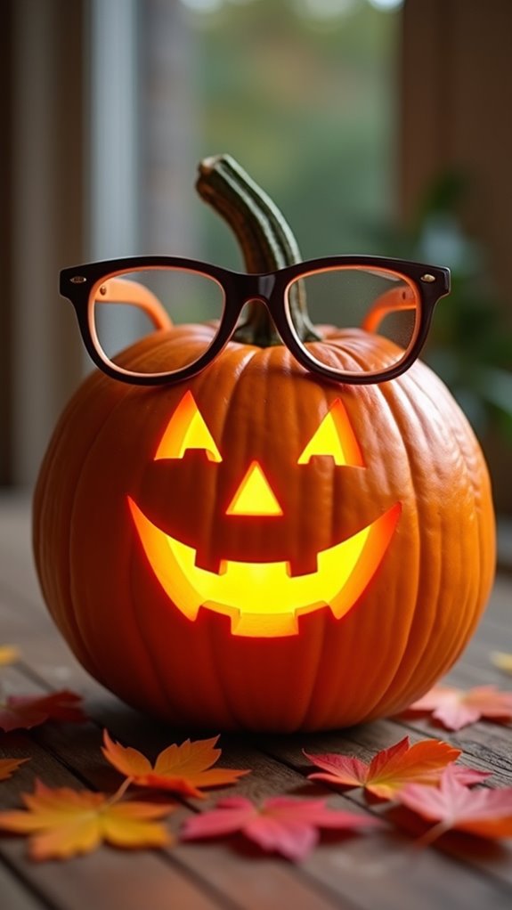 pumpkin carving with glasses