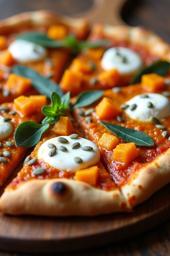 pumpkin infused herb crust pizza