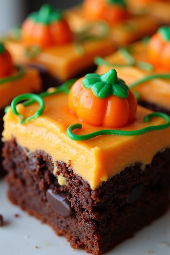pumpkin patch themed brownie dessert
