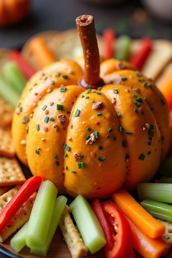 pumpkin shaped cheese ball appetizer
