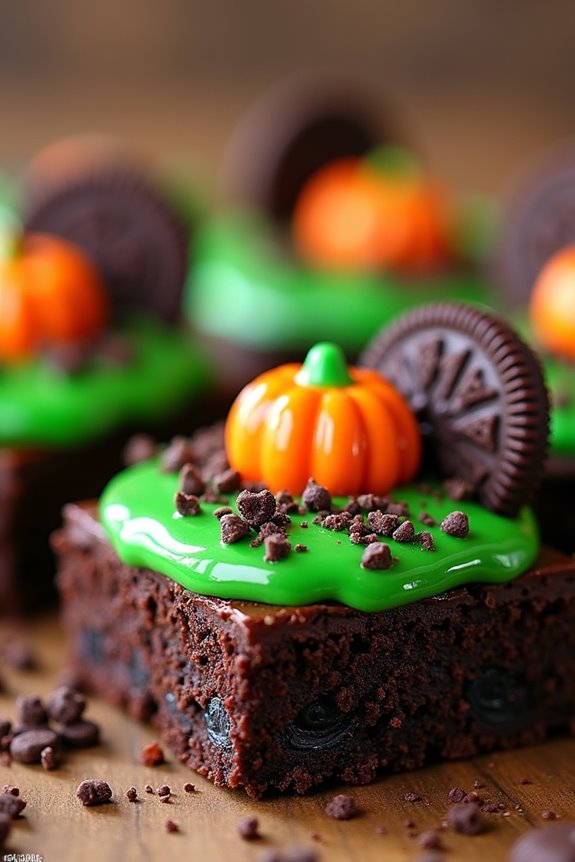 pumpkin themed halloween brownies