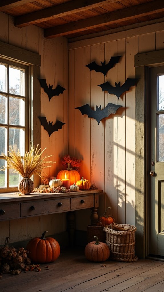rustic halloween bat decor