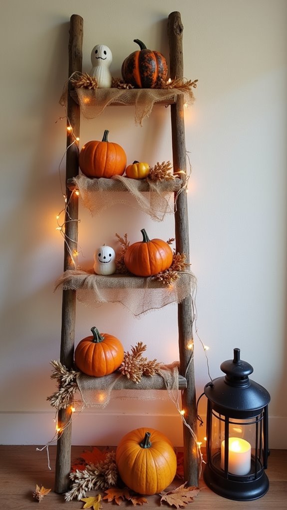 rustic ladder halloween decor