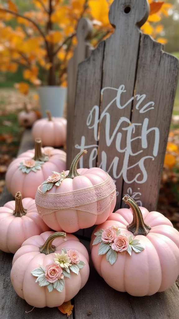 rustic pink pumpkin signage