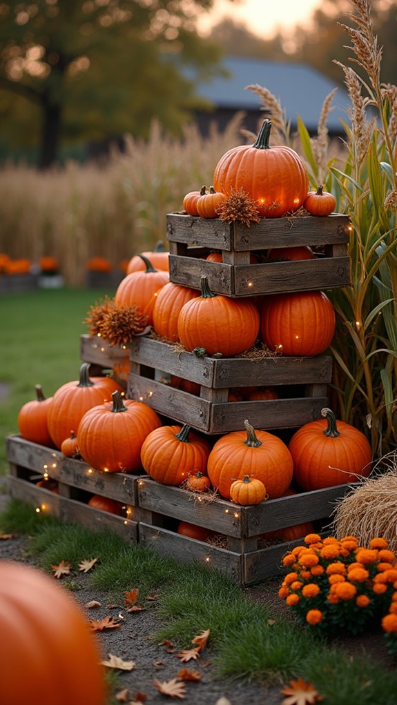 rustic pumpkin crate display