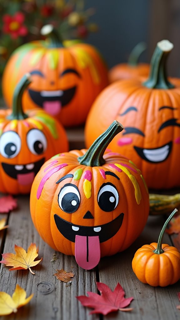 silly emoji pumpkin decor
