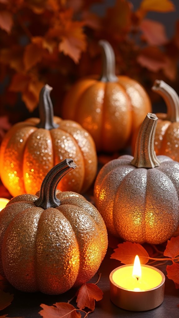 sparkling glitter pumpkin decor