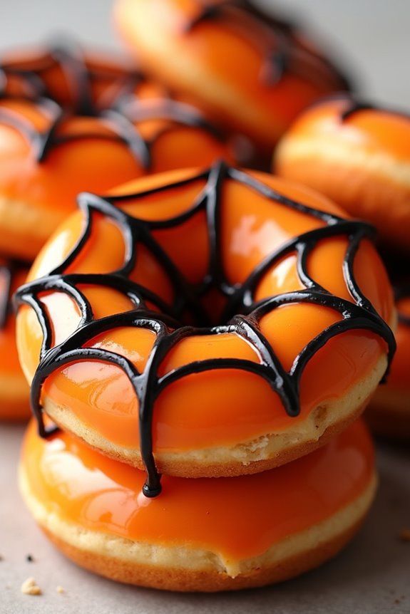 spider web halloween donuts