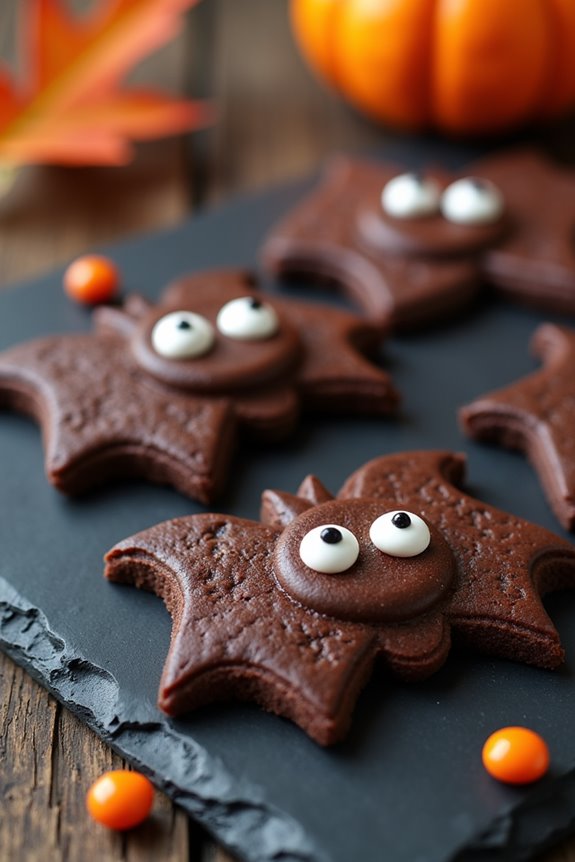 spooky bat shaped chocolate cookies