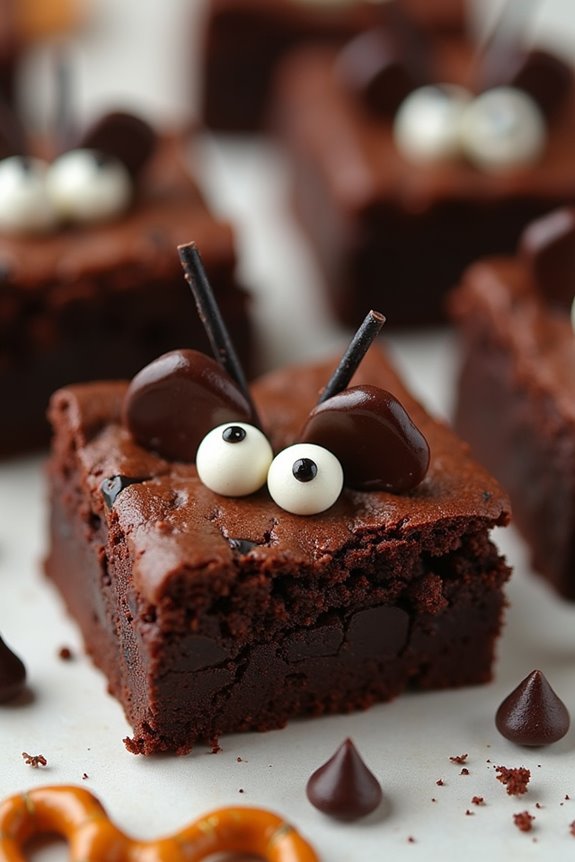 spooky bat themed brownie bites