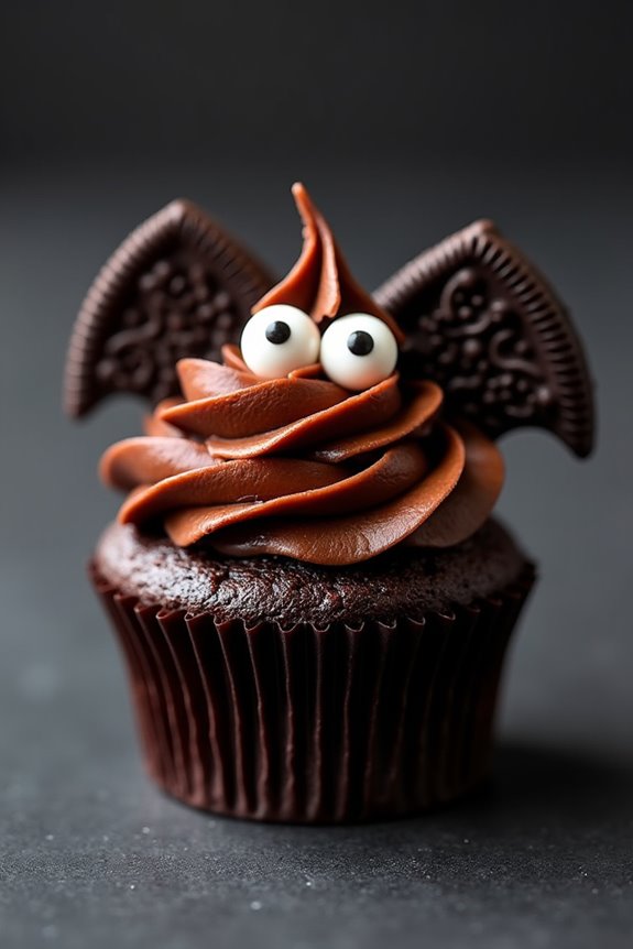 spooky batty chocolate cupcakes