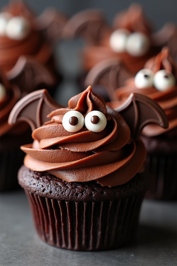 spooky batty chocolate cupcakes