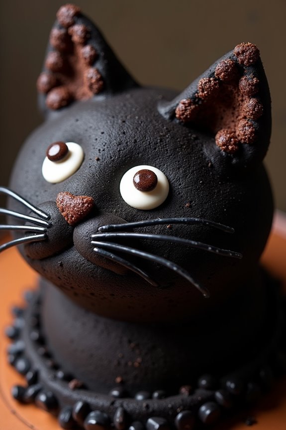 spooky black cat cake