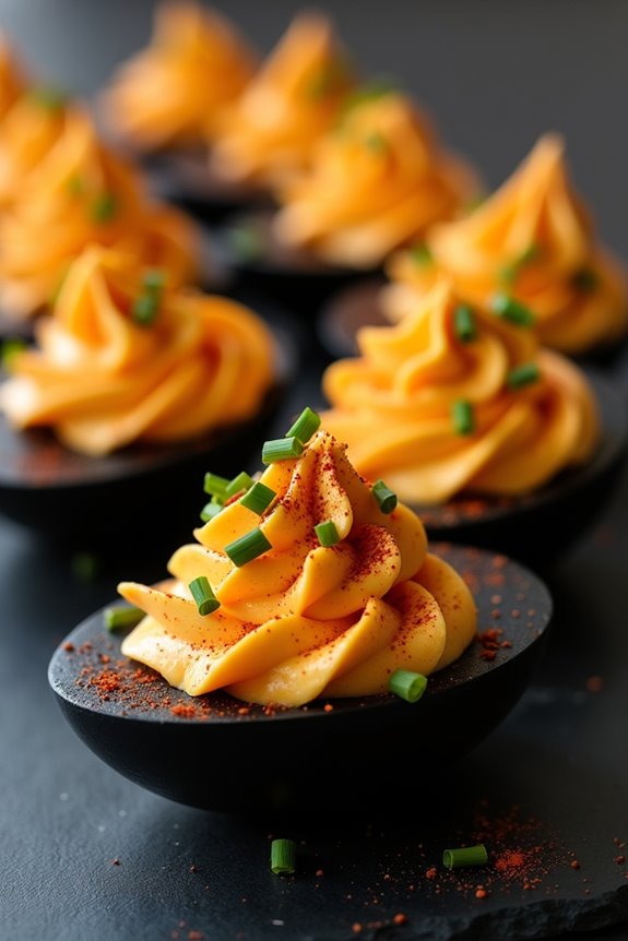 spooky black deviled eggs