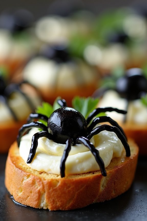 spooky black widow crostini