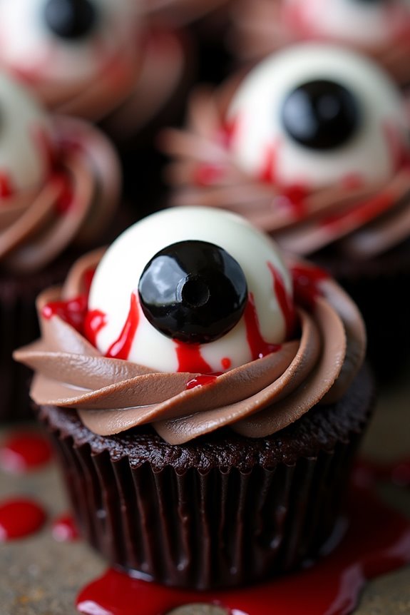 spooky bloodshot eyeball cupcakes