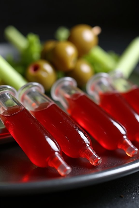 spooky bloody mary shots