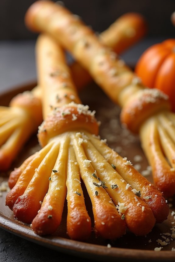 spooky broomstick shaped breadsticks