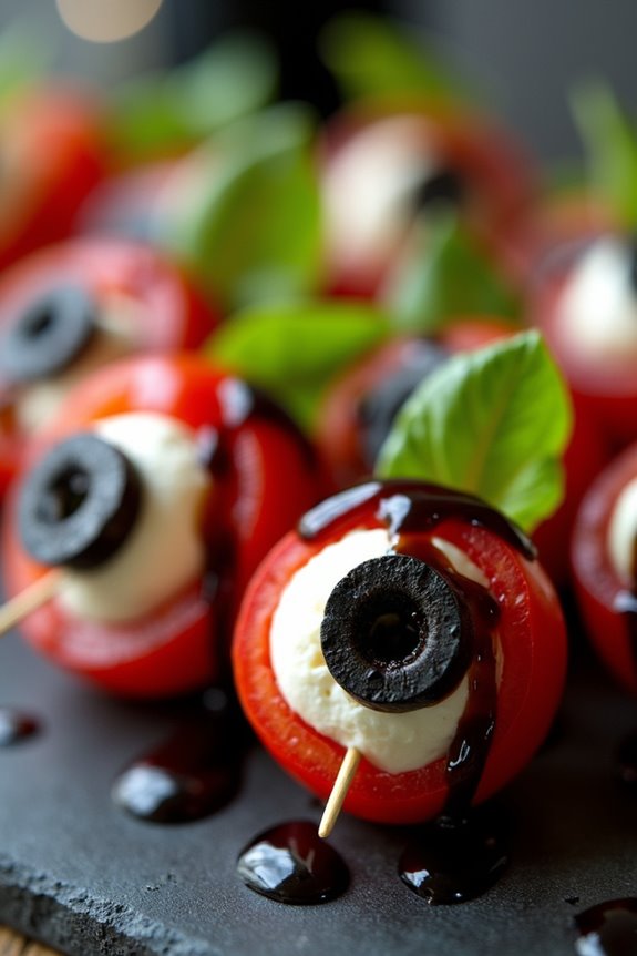 spooky caprese eyeball appetizers