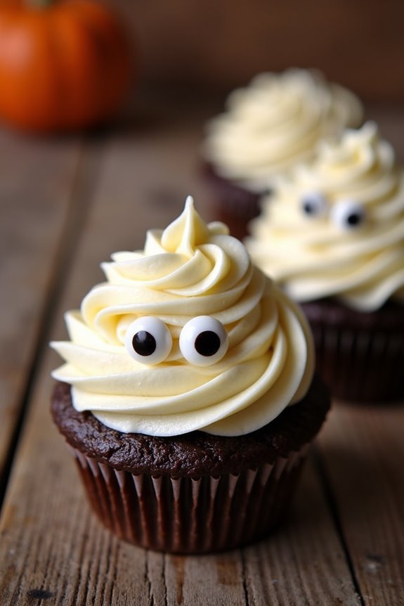 spooky chocolate mummy cupcakes