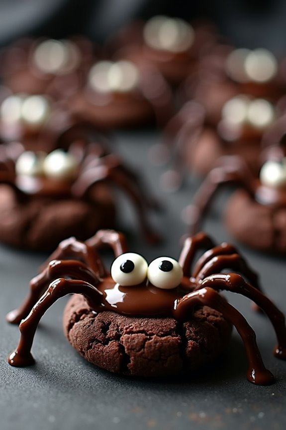 spooky chocolate spider cookies