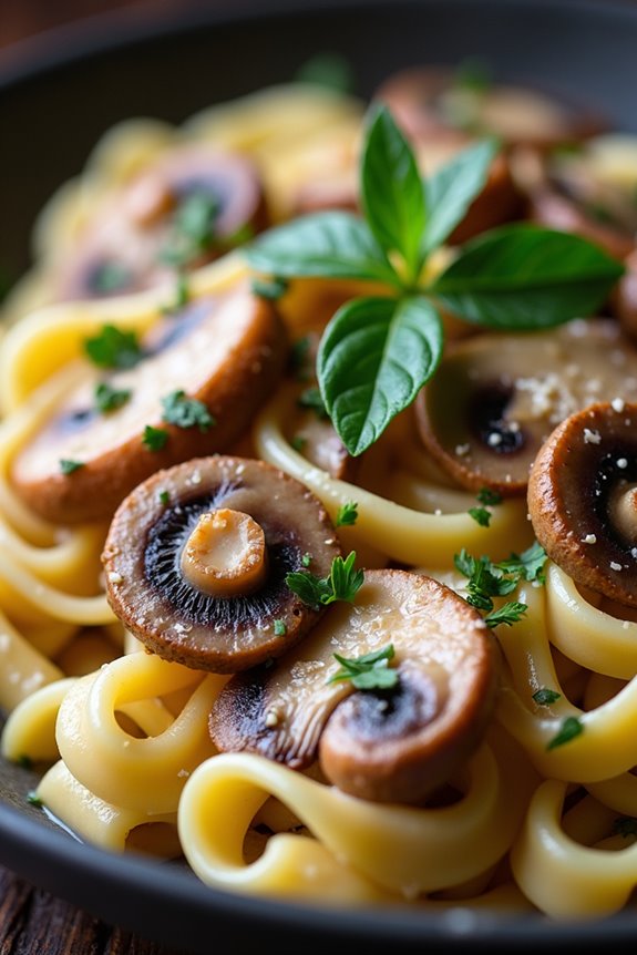 spooky creamy mushroom pasta
