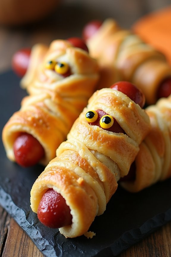 spooky crescent wrapped hot dogs
