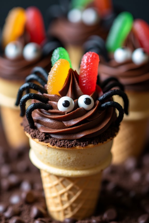 spooky cupcake cone treat