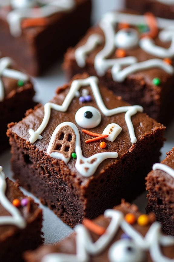 spooky decorated halloween brownies