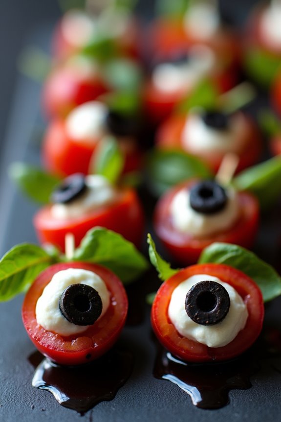 spooky eyeball caprese appetizers