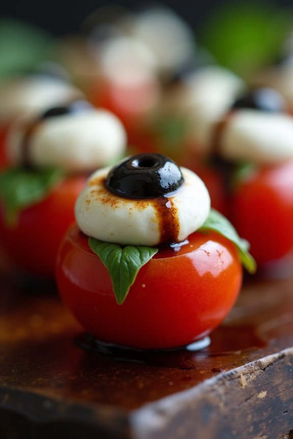 spooky eyeball caprese bites