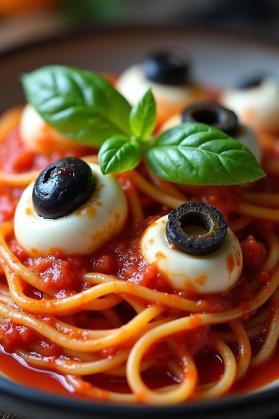 spooky eyeball pasta delight