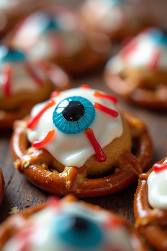 spooky eyeball pretzel treats