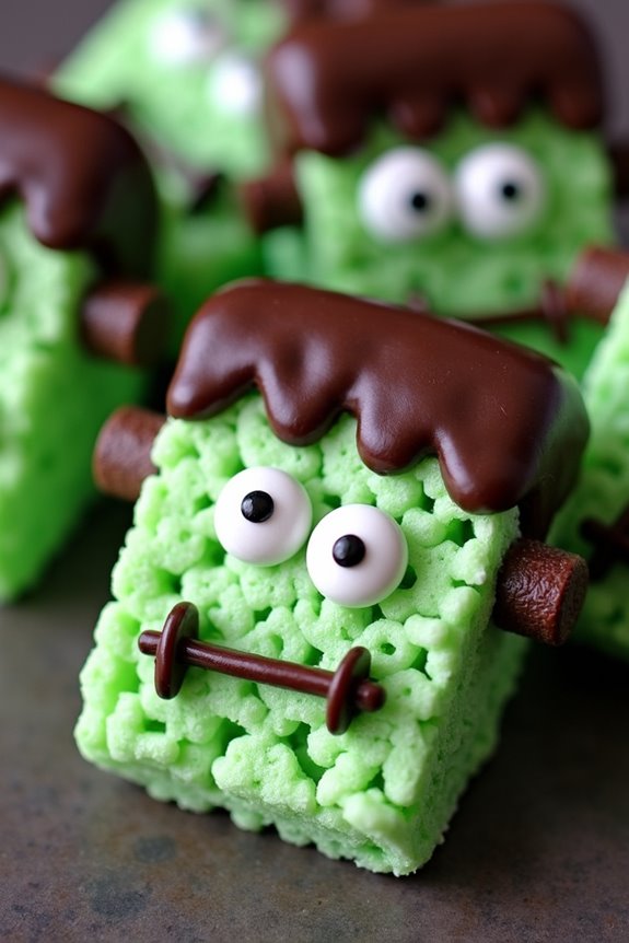 spooky frankenstein rice krispies treats