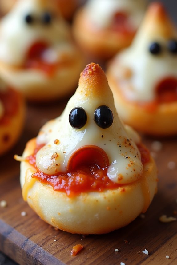spooky ghost shaped pizza bites