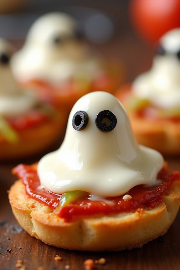 spooky ghostly pizza bites