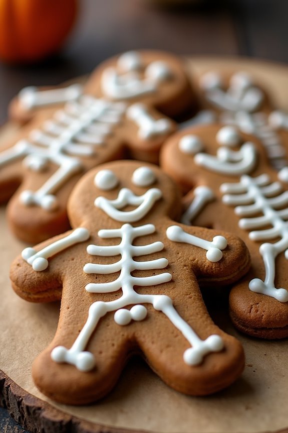 spooky gingerbread skeleton cookies