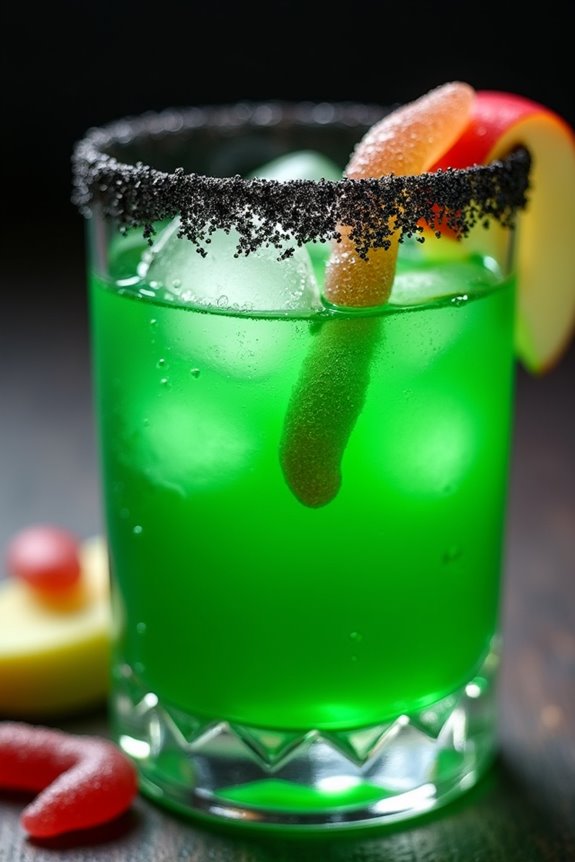 spooky green apple cocktail