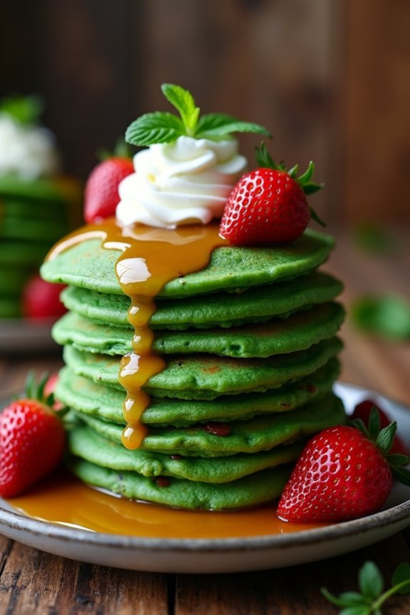 spooky green monster pancakes