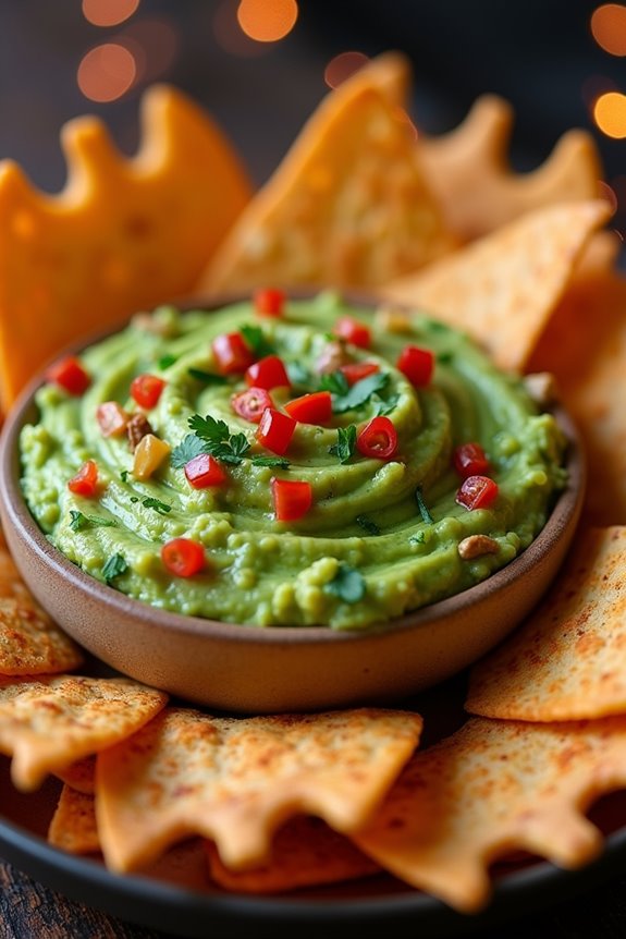 spooky guacamole and chips