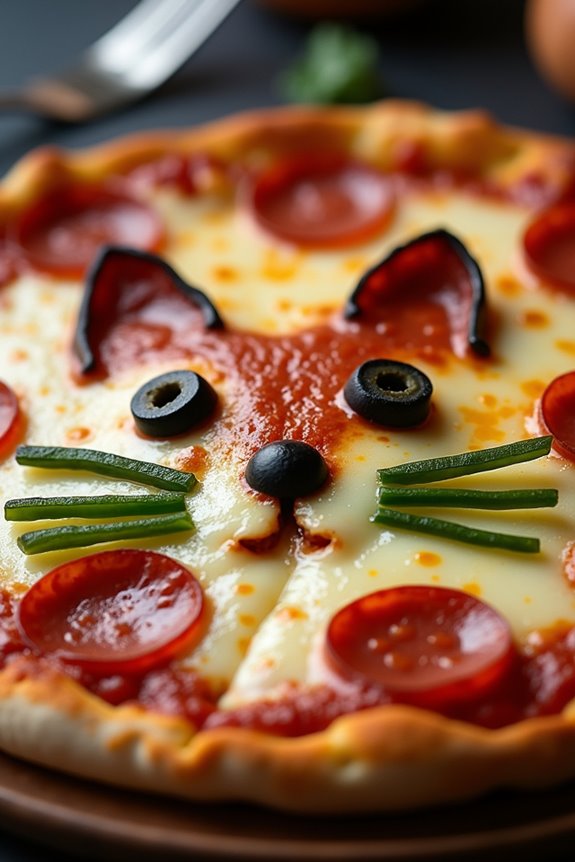 spooky halloween black cat pizza