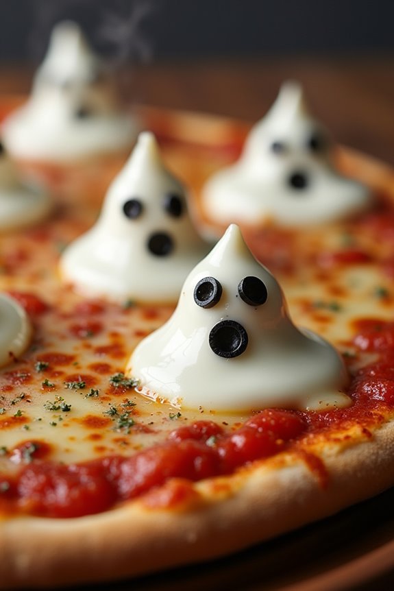 spooky halloween cheese pizza