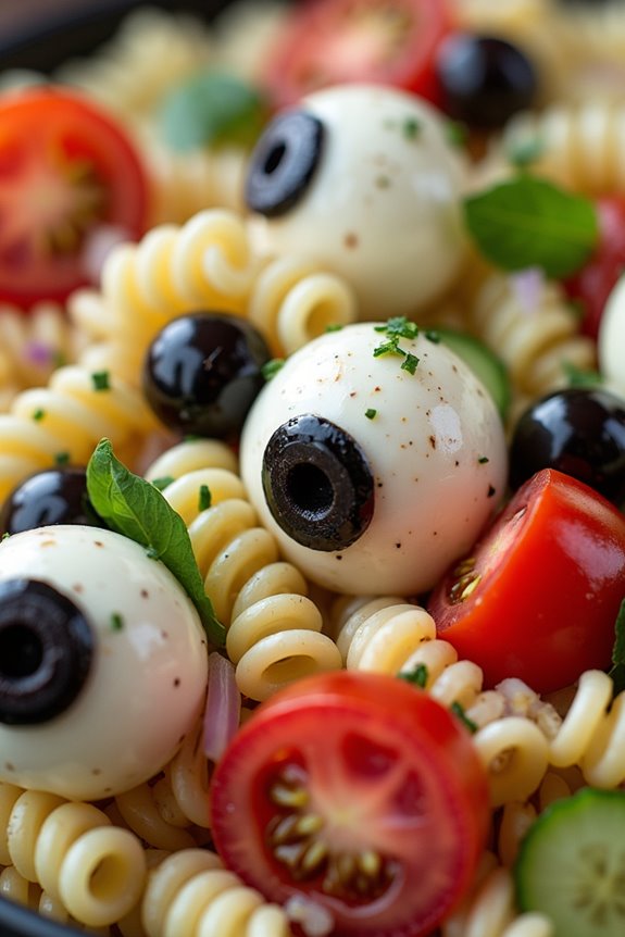 spooky halloween eyeball pasta