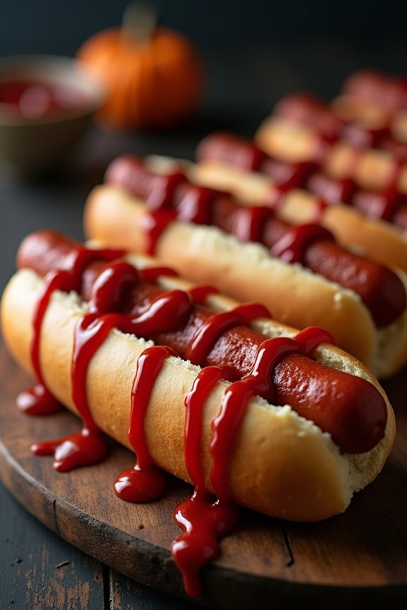 spooky halloween hot dogs