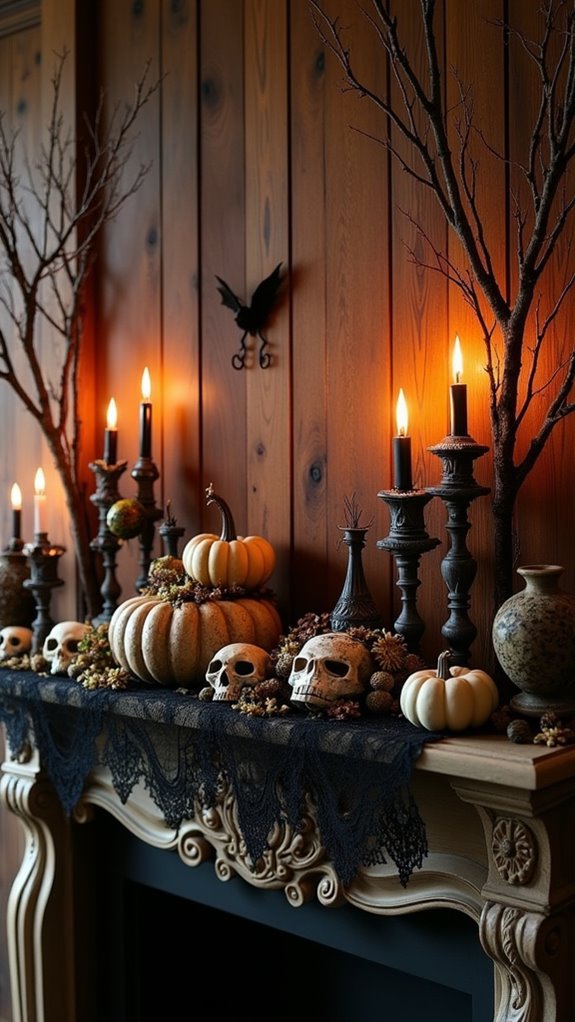 spooky halloween mantle decor