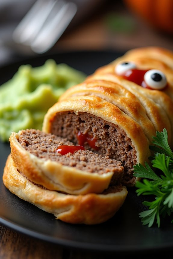 spooky halloween meatloaf dinner